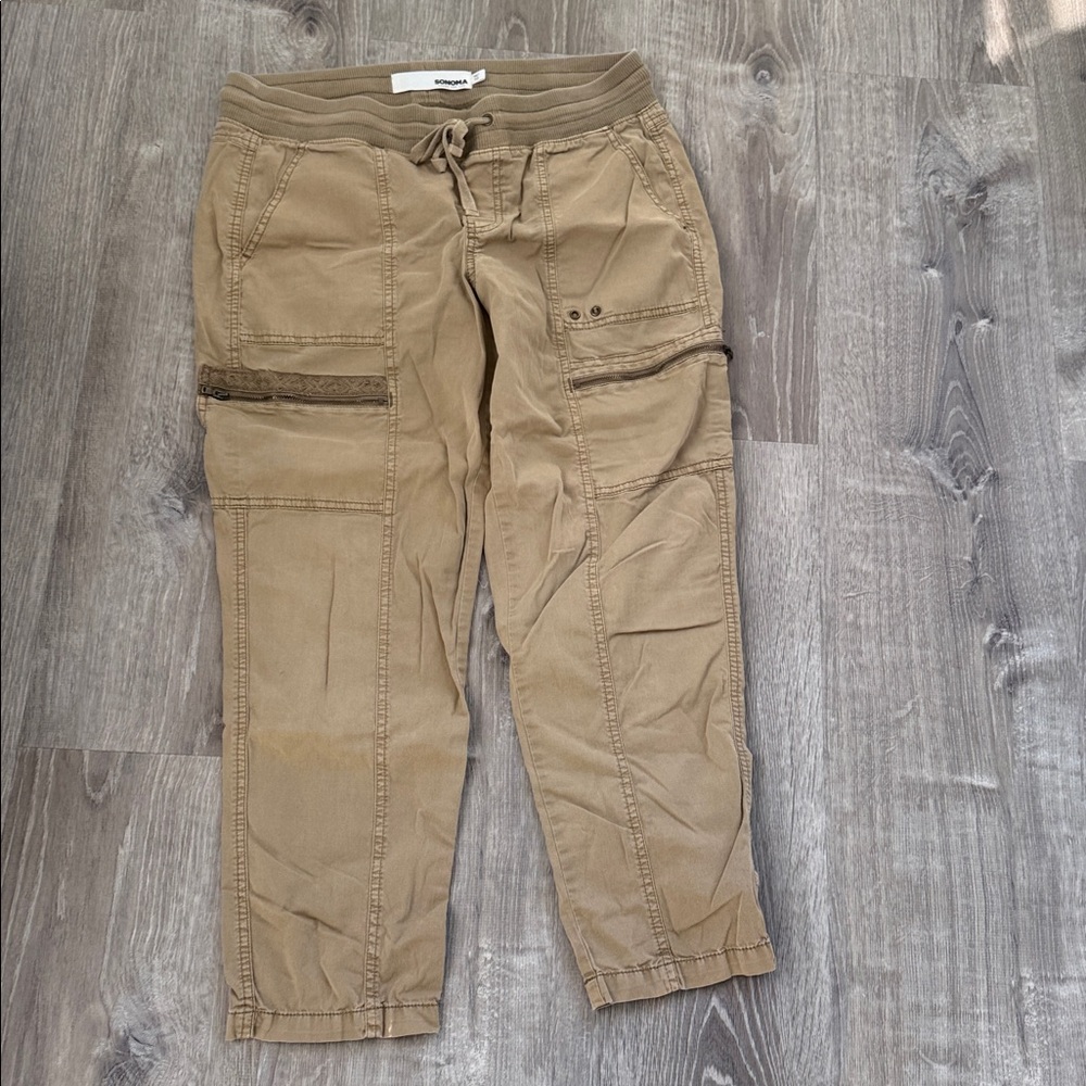 Sonoma Tan Ribbed Drawstring Pants - Picture 1 of 4